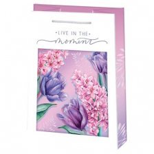 Пакет подарочный бумажный Мир открыток, (MS) 13,5*18 см, "Тюльпаны", ламинация