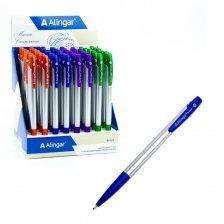 Ручка шариковая на масляной основе Alingar, "Arrow", 0,7 мм, синяя, игольчатый наконечник, автоматическая, круглый, матовый, пластиковый корпус