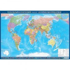 Настенная карта "Мир политический" настенная, 100*70 см, лак. покрытие