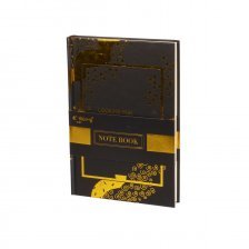 Записная книжка А5, Yalong, 7БЦ, ламинация, тисн. фольгой, тонир.блок, клетка, 120 л., "Золото на черном"