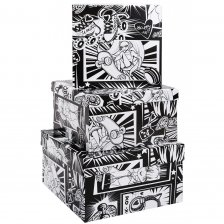 Набор подарочных квадратных коробок 3 в 1 Миленд, 19,5*19,5*11 - 15,5*15,5*9 см, "Аниме комикс"