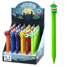 Ручка гелевая подарочная пиши-стирай, автомат, Alingar, "Монстрики", 0,5 мм, синяя,  круглый, цветной, пластиковый корпус, картонная упаковка