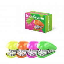 Степлер-мини №24/6, 26/6 ErichKrause Compact Neon  на 20 л., корпус пластик, ассорти