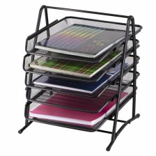 Лоток для бумаг горизонтальный, сборный, секционный Alingar, 5 отделений, металл, черный