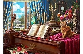 Рисование по дереву по номерам Рыжий Кот "Рояль и кот",  40х50 см, 24 цвета