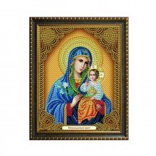 Алмазная мозаика Alingar, на подрамнике, с частичным заполнением, (блест.), 27х33 см, 10 цветов, "Икона Божьей матери Неувядаемый цвет"