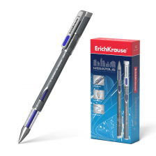 Ручка гелевая Erich Krause "MEGAPOLIS", 0,35 мм, синяя, металлизированный наконечник, круглый, пластиковый корпус, в уп. 12 шт., картонная упаковка