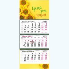 Календарь квартальный на 3 гребнях 3-х блоч перевертыш на 2 года Полином "Твой яркий день 2021 г."
