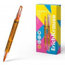 Текстовыделитель, оранжевый, Erich Krause, "Visioline V-16 Zoom Neon", корпус  пластик  круглый, двухсторонний, пулевидный 0,5 мм, скошенный, 4,5 мм