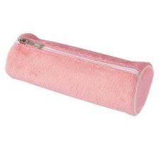 Пенал-тубус Alingar, искусственный мех, молния  21 см х 7,5 см "Розовый плюш" розовый
