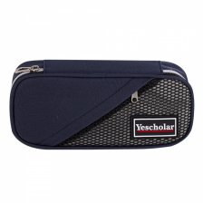 Пенал - косметичка Alingar, ткань, молния, боковой карман, 1 откидная планка, 215 х 85 х 45 мм, "Yescholar", темно-синий, европодвес