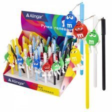 Ручка гелевая Alingar, "MMDance", 0,5 мм, синяя, игольчатый наконечник, круглый цветной пластиковый корпус, 30 шт/уп, картон. стенд