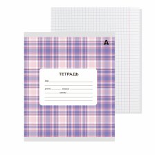 Тетрадь 24л., клетка, Alingar, скрепка, блок офсет, 100% белизна, мелованный картон (стандарт), "Шотландская клетка"