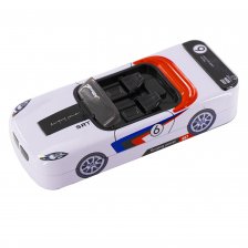 Пенал металлический 2 отделения Alingar, 80х200 мм, "Sport car", белый, таблица умножения, форма - машина