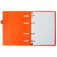 Тетрадь 80л., А5, клетка, Апплика, кольца, обложка пластик, с держателем для ручки,"Оранжевый"