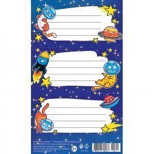 Наклейка на тетрадь 9,8*15,9 см, Мир открыток, 3шт., "Кот в космосе"