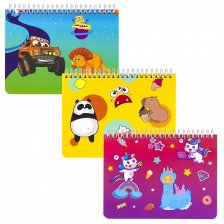 Скетчбук 205*158мм.,60л., "Яркий микс", 100 г/м2, Alingar, гребень, мелованный картон, жёсткая подложка,офсет