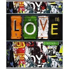 Тетрадь 96л., А5, линия, Апплика "Граффити. Love", скрепка, мелованный картон