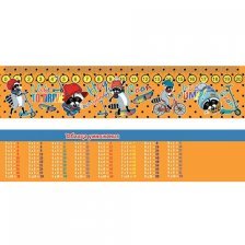 Закладка - линейка таблица умножения Мир открыток, 216*50 мм "Енот на скейте", 20 см