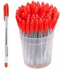 Ручка шариковая красная СТАММ  "VeGA", корпус прозрачный, 0,7 мм (50шт)