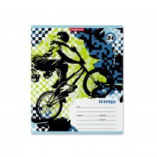 Тетрадь 24л., клетка, Erich Krause, скрепка, блок офсет, мелованный картон "Cyclist"