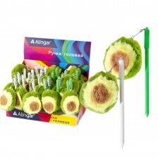 Ручка гелевая Alingar "Плюшевое авокадо", 0,5 мм, синяя, игольчатый наконечник, круглый цветной пластиковый корпус, картонная упаковка