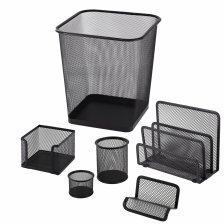 Набор металлических органайзеров, Alingar,  6 шт. в наборе( подст.для бум.блока,2 стаканч., квадр.корз.для бум.,подстав.для бумаг,держ.) ,черный цвет