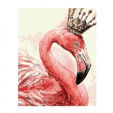 Алмазная мозаика Рыжий кот (класс.) "Фламинго в короне", 16 цв,17х22 см, без подр.на карт.,с част. зап.
