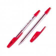Ручка шариковая Todays "Ball Z 3", 0,7 мм, красная, игольчатый наконечник, круглый, прозрачный, пластиковый корпус, картонная упаковка