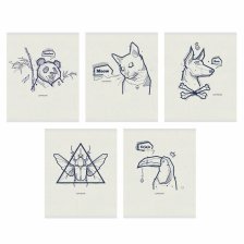 Тетрадь 96л., А5, клетка, Канц-Эксмо "Sketching animals", скрепка, мелованный картон, твин-лак, 5 дизайнов