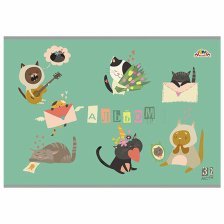 Альбом для рисования А4 32л., Апплика, скрепка, мелованный картон, ВД лак, "Прикольные кошки"