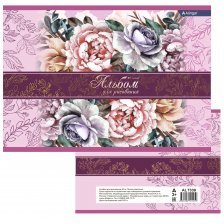 Альбом для рисования А4 40л., Alingar, на скрепке, мелованный картон (стандарт), 100 г/м2, "Цветы"