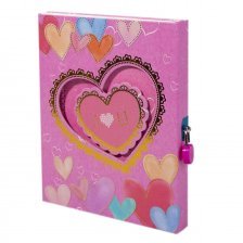 Подарочный блокнот, пакет, А5, Alingar, замочек, розовый, "Позолоченное сердце"