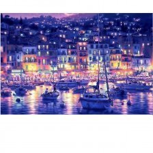 Картина по номерам Alingar, 20х30 см, 22 цвета, с акриловыми красками, холст, "Ночная гавань"