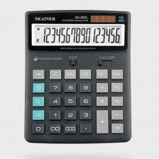 Калькулятор SKAINER 16 разрядов, 155*202*35 мм, черный, "SK-900L"