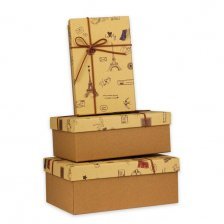 Набор подарочных  коробок 3 в 1, под крафт, 19*12*7 - 23*16*9 см, "Любимый париж"