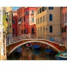 Картина по номерам Рыжий кот, 17х22 см, с акриловыми красками, холст, "Яркий канал в Итальянской Венеции"