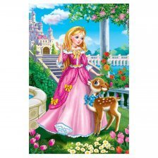 Картина по номерам Рыжий кот, 22х30 см, с акриловыми красками, холст, "Принцесса и оленёнок"