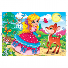Алмазная мозаика Рыжий кот, с подр., с полным заполнением, (матов.), 17х22 см, 27 цветов, "Принцесса с оленёнком"