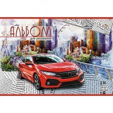 Альбом для рисования А4 40л., Апплика, на скрепке, мелованный картон, "Красный автомобиль"