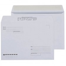 Конверт почтовый С4 (229*324 мм), белый, с подсказом, прямоугольный клапан, стрип, Ряжская печатная фабрика