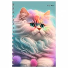 Тетрадь 60л., А4, клетка, Канц-Эксмо "Сахарный кот", гребень, мелованный картон, матов. лак