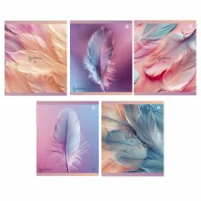 Тетрадь 36 л., А5, линия, Alingar "Lightness", скрепка, офсет,  мелованная бумага, 5 дизайнов в пленке т/у