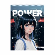 Скетчбук А5 50л., "Power", 160 г/м2, Alingar, гребень, мелованный картон, жёсткая подложка, офсет