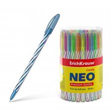 Ручка шариковая Erich Krause "Neo Stick Candy", 0,7 мм, синий, игольчатый наконечник, фактурный, цветной, пластиковый корпус, пластиковая упаковка