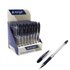 Ручка шариковая Alingar "Maxriter", 0,7 мм, синяя, игольчатый, металлизированный наконечник, резиновый грип, шестигранный прозрачный пластиковый корп.