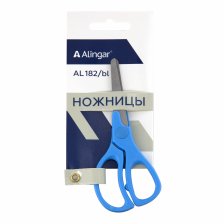 Ножницы канцелярские, Alingar, 13 см, "Every day", голубой, эргономичная ручка, закругленные концы, европодвес, пакет
