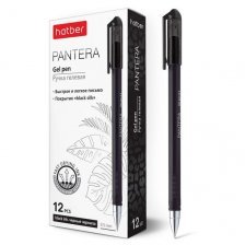 Ручка гелевая, HATBER, черная, 0,5 мм., картонная упаковка