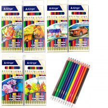 Карандаши цветные Alingar 12 цв., "Joy Mix" пластиковые, шестигранные, заточенные, ластик, грифель 3.0 мм, картон. уп., европод.