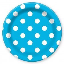 Тарелки  бумажные ламинированные "Горошек голубой" 6шт. 23 см.